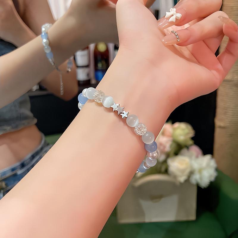 Bracelet Exquis en Opale et Perles Pour Femmes Élégant Pendentif Étoile Bracelets Réglables Bijoux d'Amitié Cadeaux