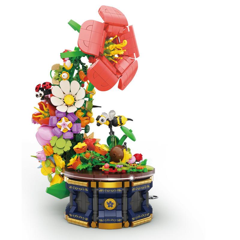 

Design Flower Phonograph Clockwork Music Box Assembly Building Blocks Toy Gift