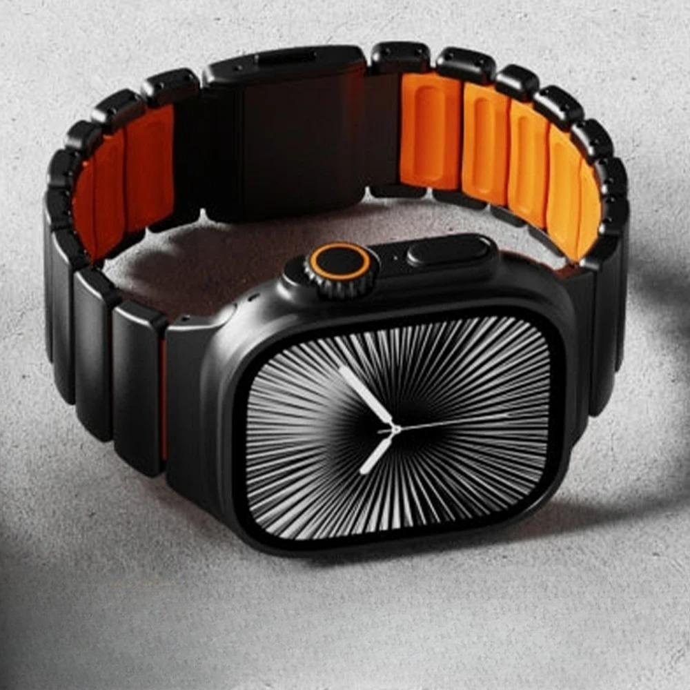 Titanium Band for Apple Watch Ultra 3 49mm Series 11 10 46mm 45 44mm Rubber Watchband Luxury Magnetic Strap for Iwatch 9 8 6 SE