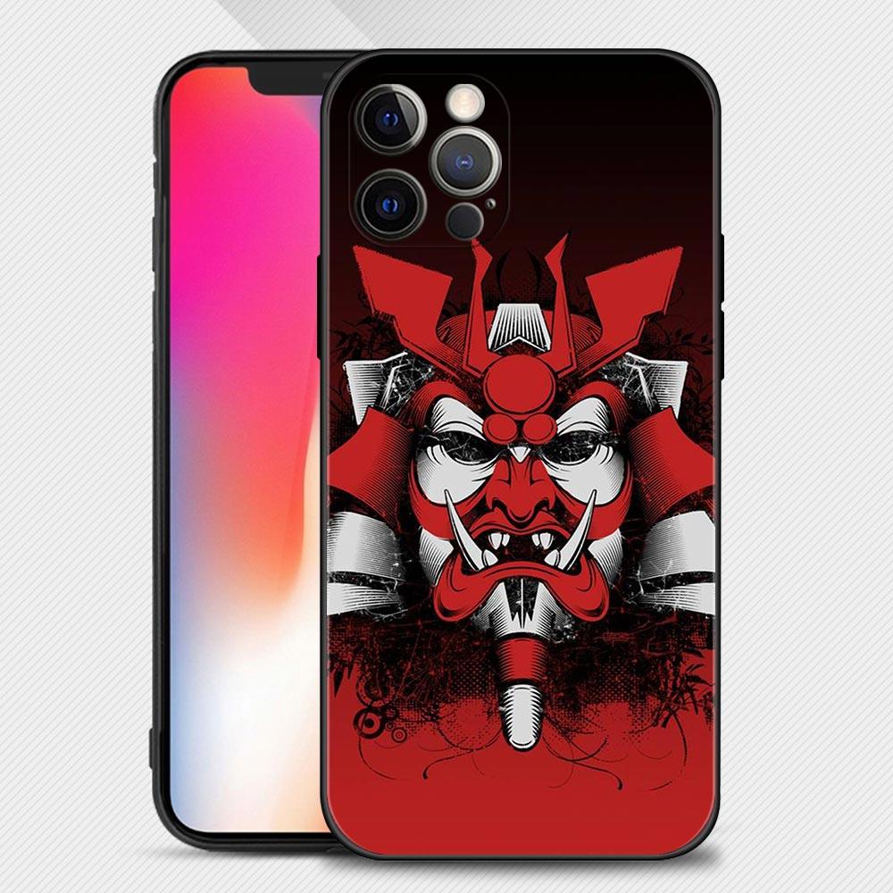 Japan Samurai Oni Mask Case For Apple iPhone 14 13 12 11 Pro Max Mini XS Max XR X 7 8 6 6S Plus Phone Shell Capa