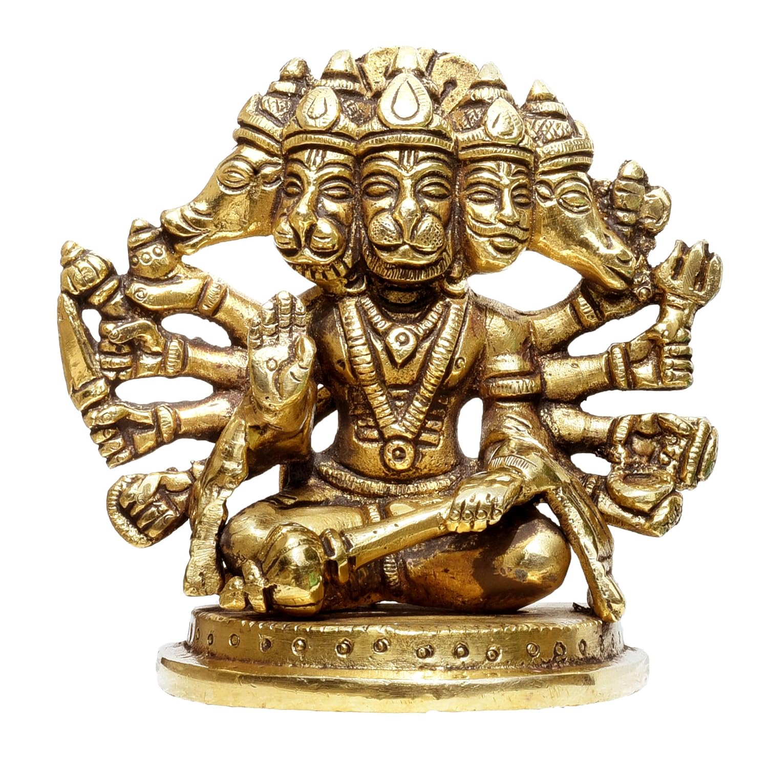 Panchmukhi Hanuman Murti Metal Statue, Bajrangbali Idol Five Faces Of Hanuman