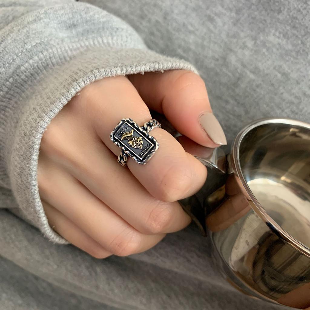 Unique Retro Geometric Style Open Adjustable Ring Crafted From 925 Silver Sterling