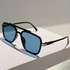 Non-polarized Vintage Punk Double Girder Large Square Frame Leisure Sunglasses Men Women Outdoor Travel Anti Strong Light Eyeglasses