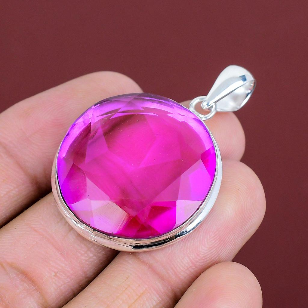 Faceted Pink Tourmaline Pendant 925 Sterling Silver Pendant Handmade Pendant Gemstone Jewelry Designer Pendant Gifts for Friend Boho Jewelry
