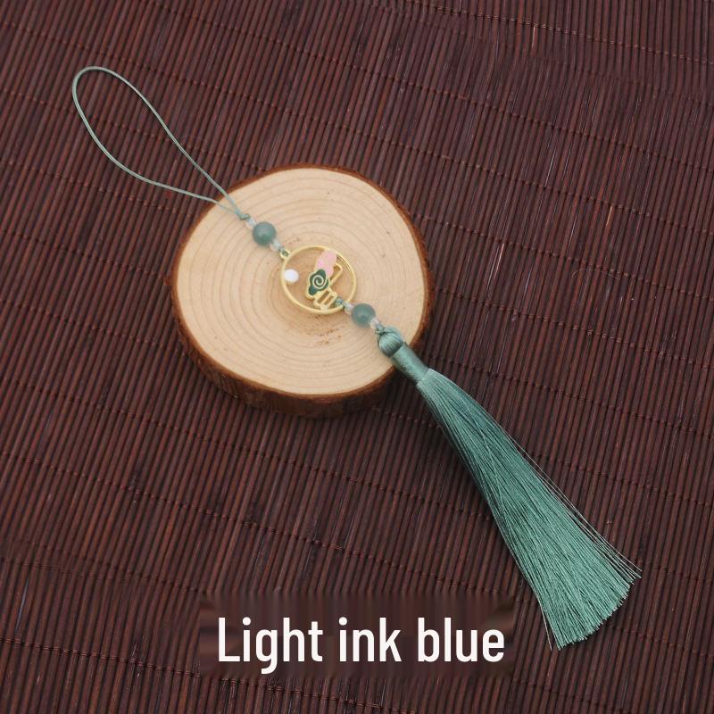 Colorful Clouds Chasing the Moon Tassel Pendant for Hanfu Qipao - 12CM Fan Lantern Jade Lapel Accessory