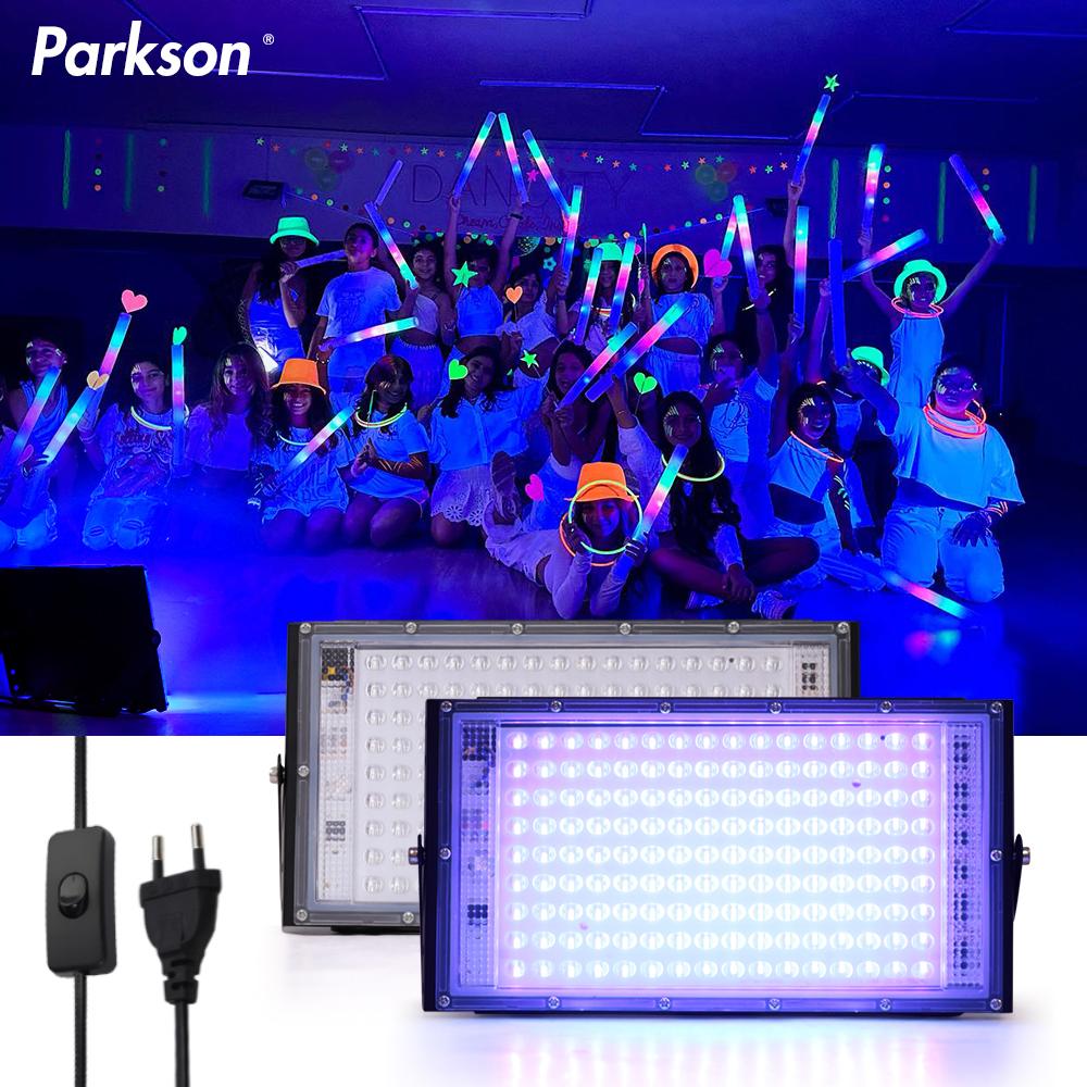50W 100W 150W UV FloodLight 395nm 400nm Waterproof AC220V Ultraviolet Fluorescent Stage Lamp Disco Party LED Stage Blacklight