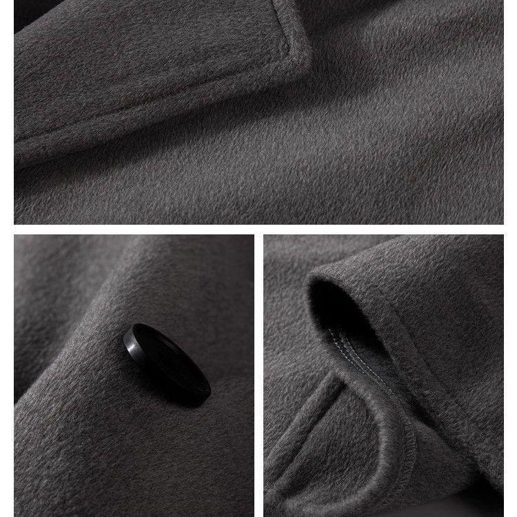 ESMY Women's Grey Woolen Trench Coat - Autumn/Winter Thick Padded Loose Overcoat