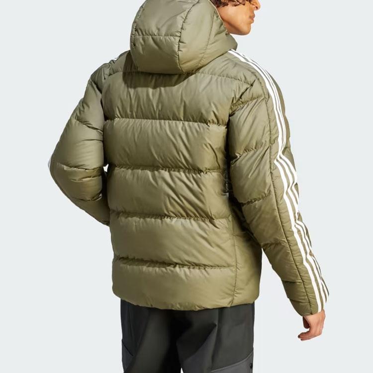 Adidas Essentials Midweight Down Hooded Jacket Men Outerwear Olive-Green IK3214