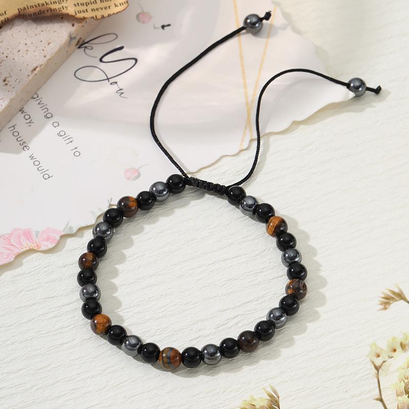 Men's Bracelet, Tiger's Eye Stone, Black Gallstone, Imitation Obsidian Bracelet, Amazon Jewelry.