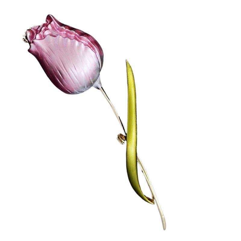 New Enamel Rose Flower Brooch Fashion Temperament Cute Pin Elegant Oil Dripping Corsage Accessories Female