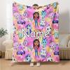 Custom Name Gabbys Dollhouse Theme Printed Blanket Perfect For Couch Bed Travel Outdoor Use Machine Washable Cozy Durable