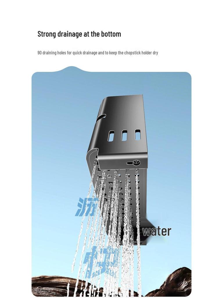 Wall-Mounted Kitchen Chopsticks & Utensil Holder with Draining Basket and Rag Rack