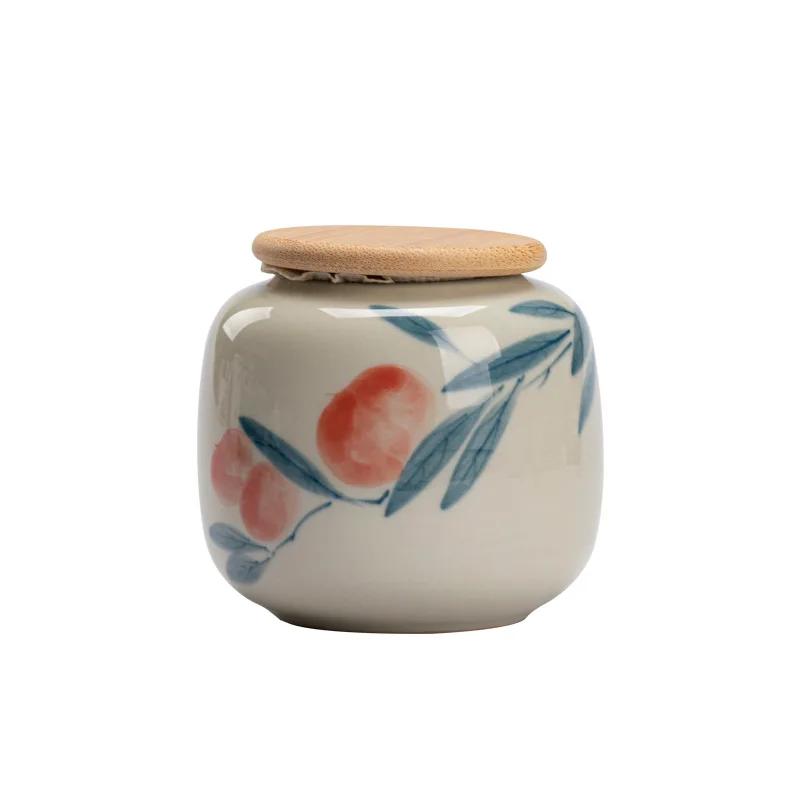 1PCS Chinese Style Ceramic Hand Painted Tea Jar Household Small Portable Sealed Moisture-proof Tea Storage Bottle 2025 New