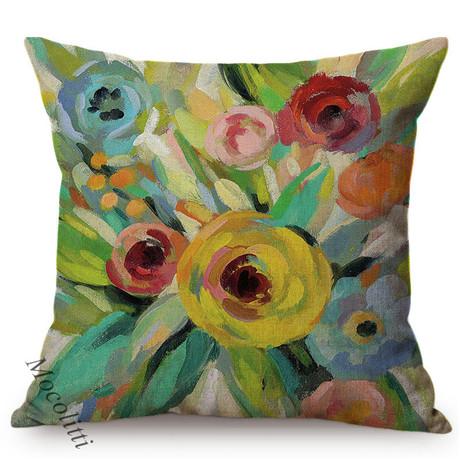 Vintage Florals Oil Painting Throw Pillow Case Nordic Glass Vase Art Sofa Decoration Cushion Cover Cotton Linen Pillowcase