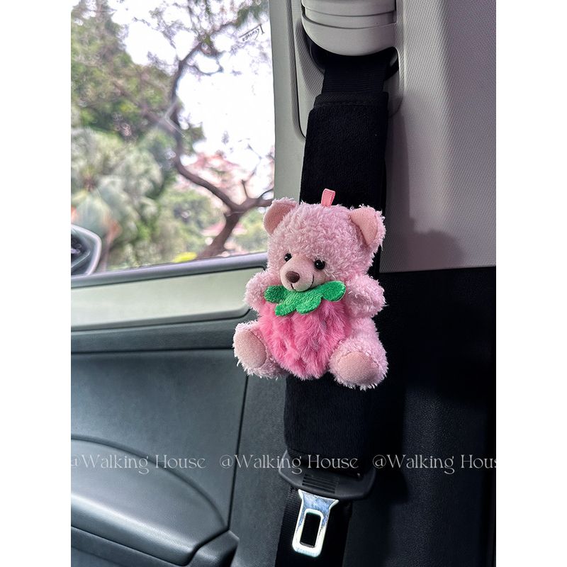 Car seat belt shoulder pad cute Fancy strawberry Bear Stuffed car interior decorations ornaments gift