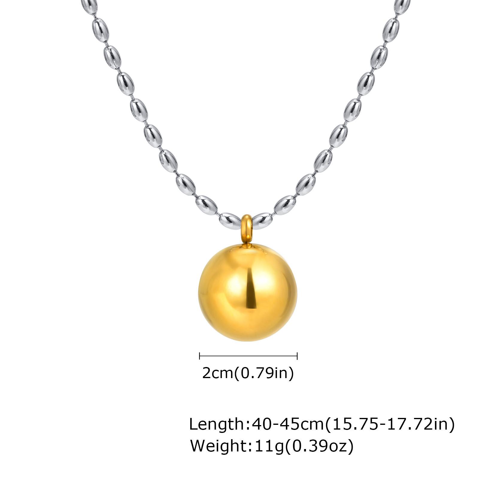 Stainless Steel Hollow Gold Ball Pendant Necklace Fashion Versatile Jewelry Nc-