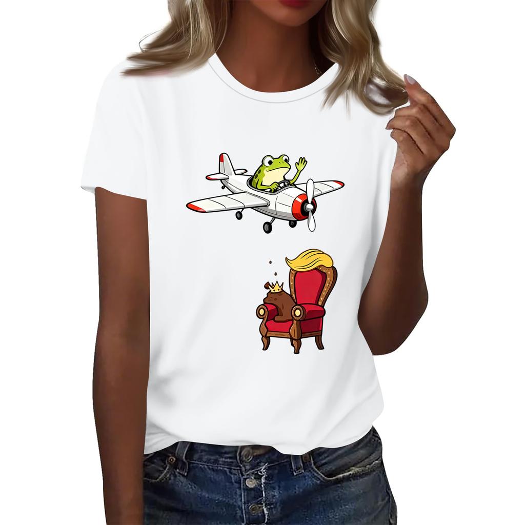 Women's Printed Round Neck Short Sleeve Top