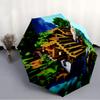 Minecraft5 Print Automatic Umbrella, 8 Rib Iron Frame, Plastic Handle, Suitable for Outdoor Travel &Daily , Ideal Gift