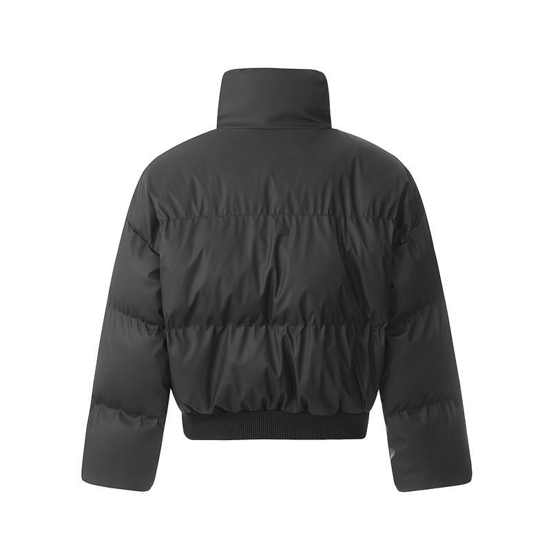 American Vintage Winter PU Puffer Jacket Loose Fit Stand Collar Thick Couples Men Women