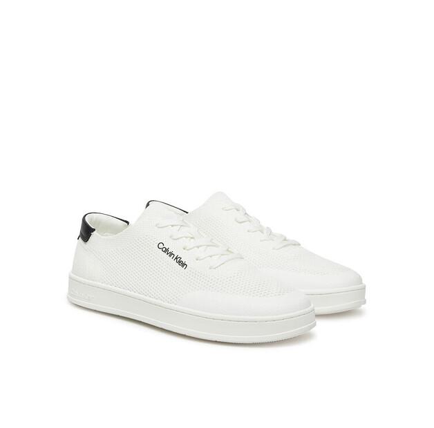 Men's Calvin Klein Low Top Lace Up Knit Sneakers Hm0hm01726 White