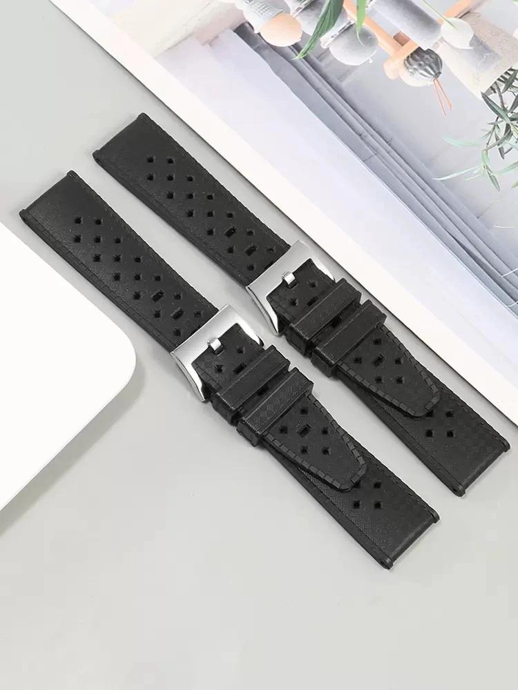 Silicone Watch Band 20mm Soft Rubber Strap Breathable Bracelet For Blancpain Belt Fifty Fathoms 5008B Accessories