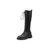 Fashion New Winter Knee-High Boots Split Leather Women Boots Chunky Heel Platform Shoes for Women Lace Women Shoes Knight Boots Woman