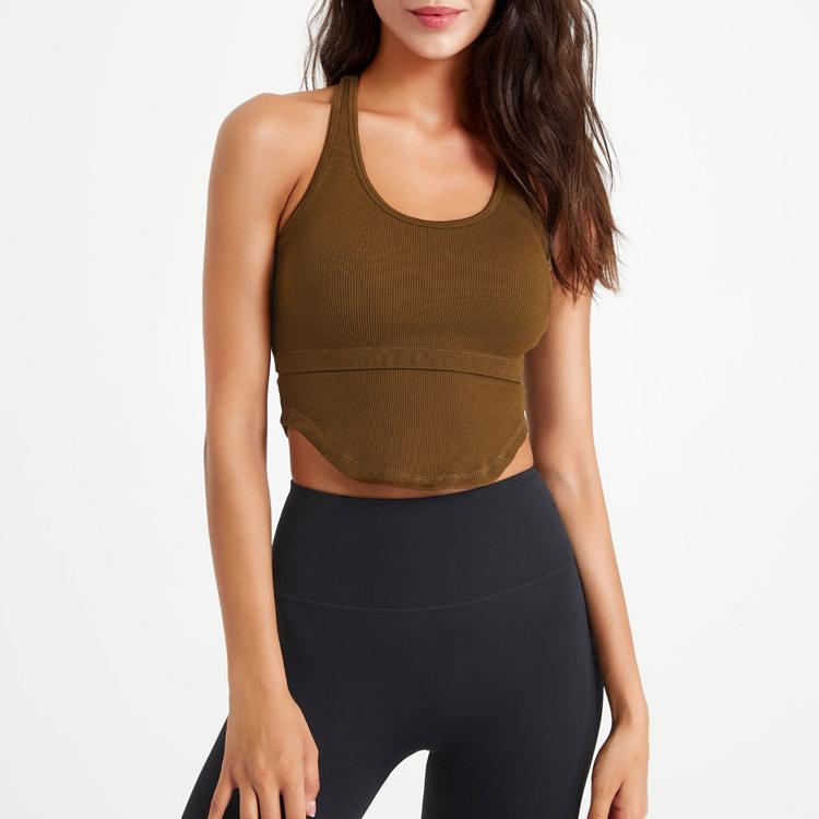 Women's Longline Push Up Shockproof Sports Bra Solid Wirefree Running Fitness Yoga Vest