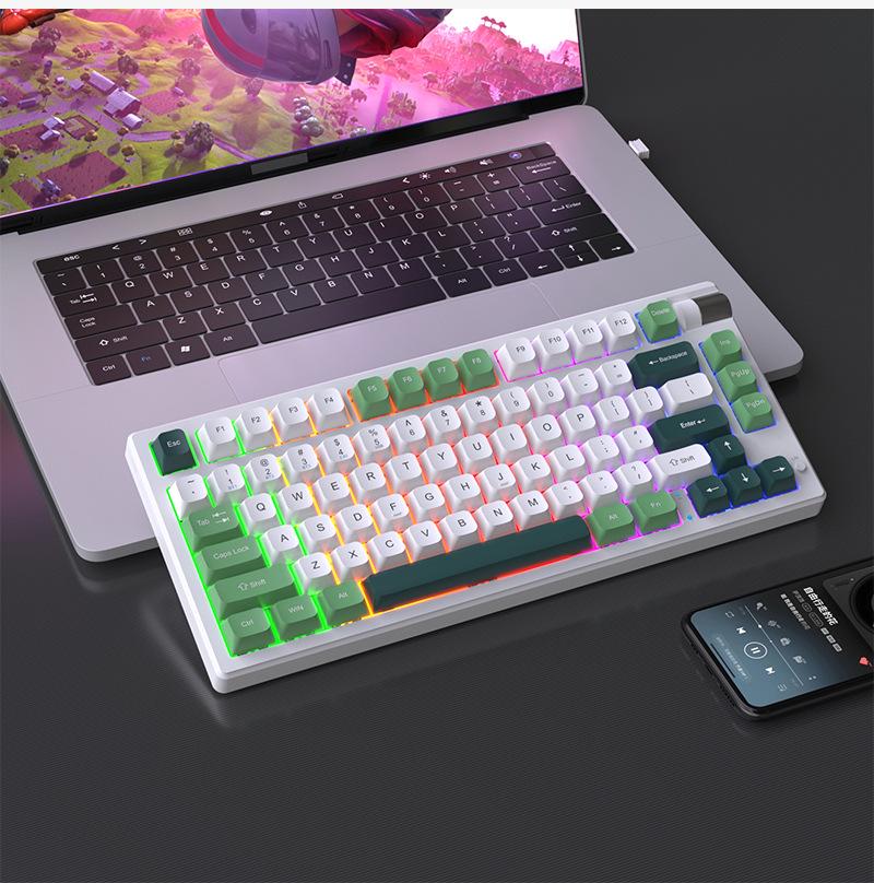 Three-Mode Wireless Mechanical Keyboard - GK75 Hot-Swappable, E-sports Gaming, Blue/Red Switch