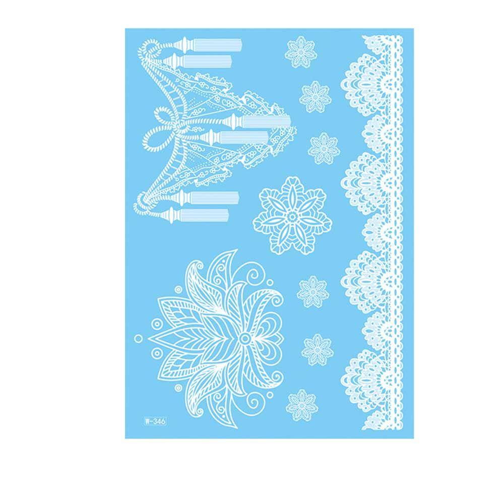 White Lace Arm flower Waterproof Body Art Temporary Tattoos Henna Stickers Tattoo Sticker Simulated