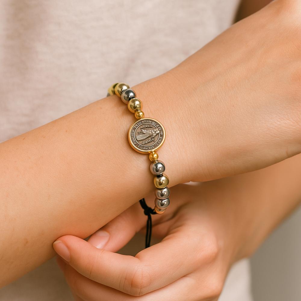 Adjustable Beaded Bracelet St. Benedict Wristband Prayer Beads Braided Rosary Bracelet  Men Women