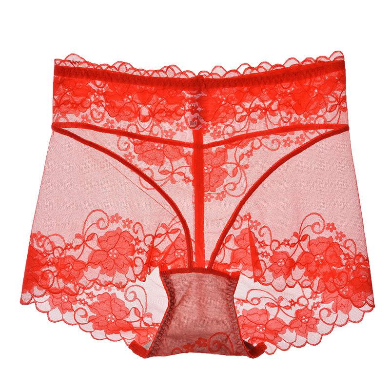 Damska haftowana siatkowa bielizna Przezroczysta koronka w połowie talii Wygodne Oddychające Piękne bezszwowe seksowne majtki