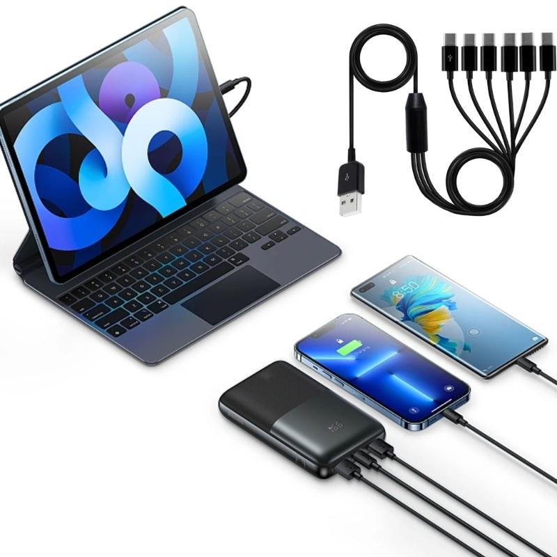 USB2.0 Type A Male To 6 Type-C UsbC Male Y Splitter Data Sync and Charging Connector Adapter Cable 0.5m/1.5m