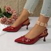 Fashion Women Sandals New High-heeled Shoes Women Pointed Toe Shallow Mouth Sandals Summer Elegant Buckle Decorated Stiletto Women Shoes