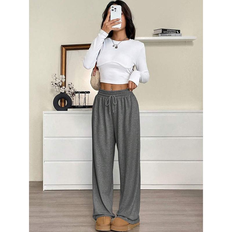 Μονόχρωμο Casual Φαρδύ Παντελόνι Για Γυναίκα Φθινόπωρο Χειμώνας Γυναικείο Φαρδύ Παντελόνι Ψηλόμεσο Παντελόνι Γυναικεία Ρούχα