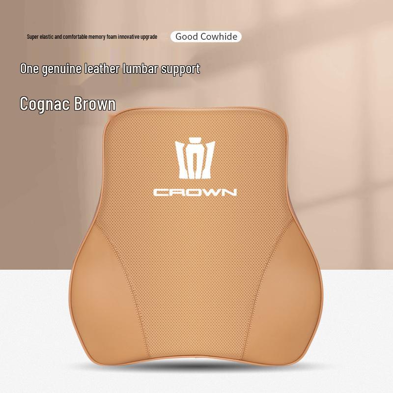 Genuine Leather Headrest & Lumbar Support for Toyota Crown Land Cruiser - Comfortable Neck Support & Decorative Accessory