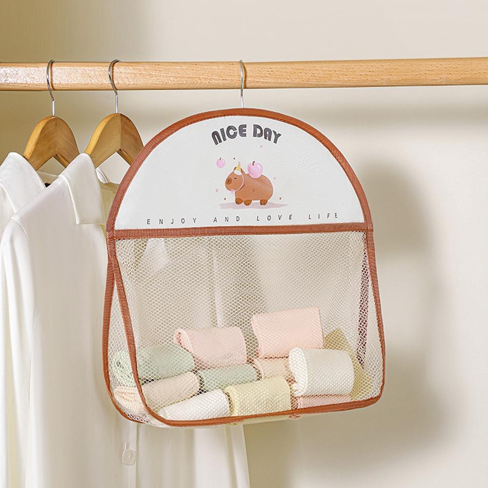 

Многоразовая сетчатая сумка для хранения нижнего белья с крючком, сетчатая сумка для хранения носков, подвесная сетчатая сумка для носков Brown-1layer