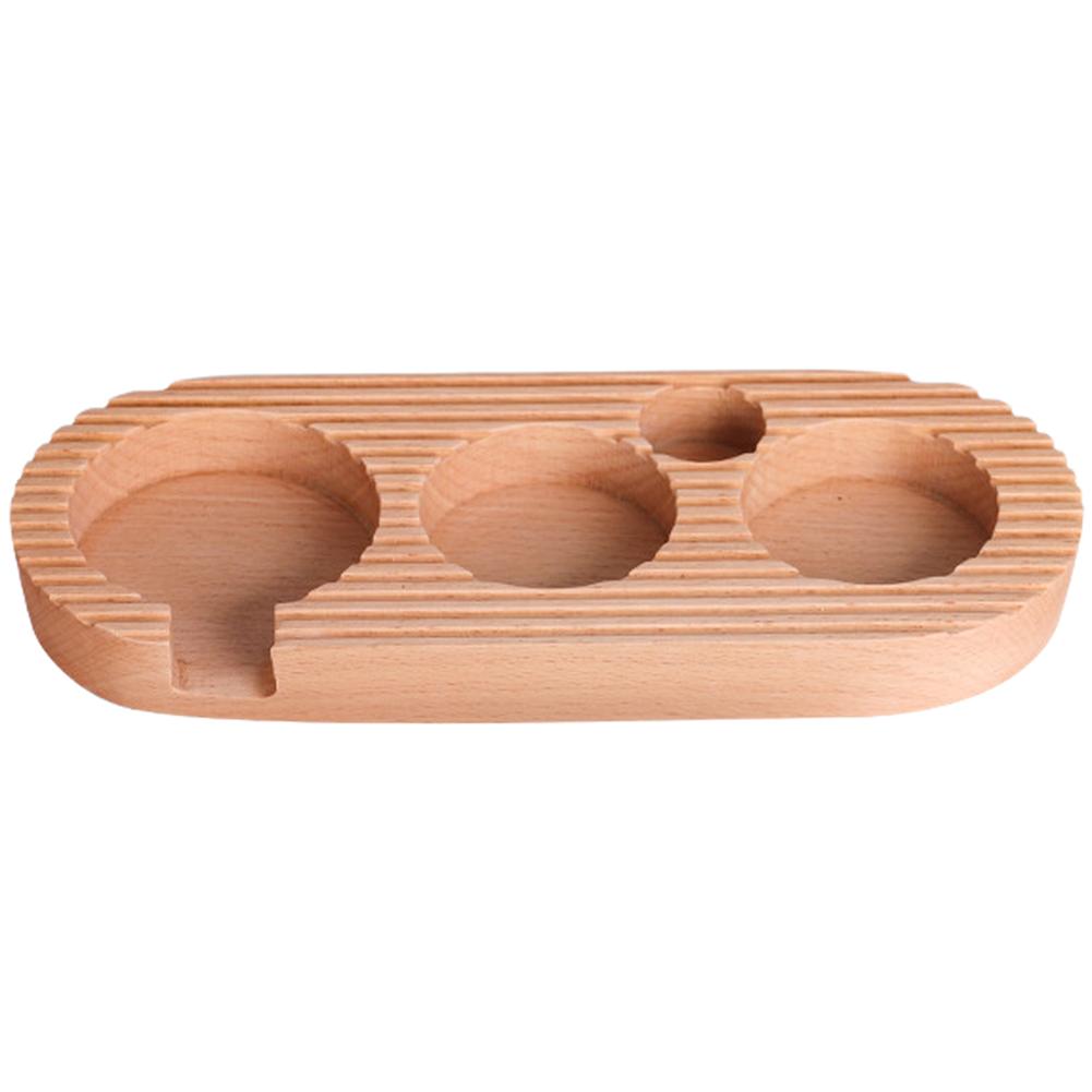 1 PC Coffee Tamper Base Fits 51/53mm And 58mm Coffee Machine Handles Beech Wood Coffees Tamper Stand Base With 4 Slot Bracket