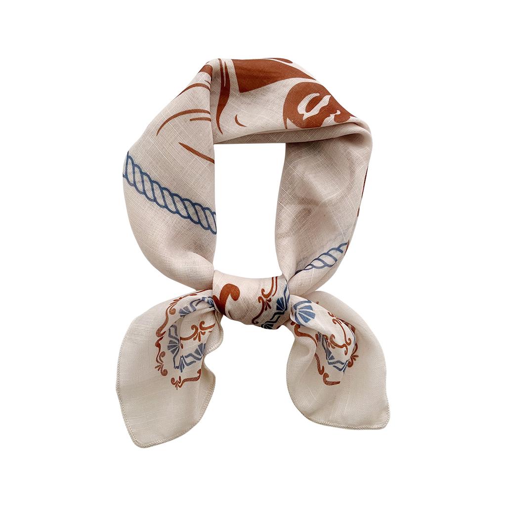 Foreign Style Versatile 58 Cotton And Linen Small Square Scarf Silk Scarf Women'S Spring And Summer Headband Scarf Decoration