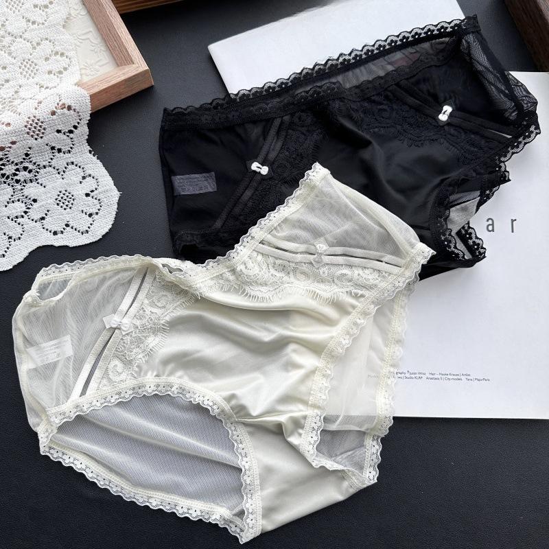 Ladies Spring and Summer Lovely Ice Silk Mesh Lace Low Waist Sexy Underwear