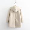 JINZUOMA Chesterfield Duffle Hooded Solid Popular for and Everyday and Beige Size Women's Coat, Jacket, Coat, Coat, Coat, Autumn/Winter, Fashionable,