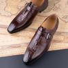 Fashion Luxury Men's Monk Strap Dress Shoes Genuine Crocodile Pattern Leather Loafers Wedding & Business Formal Shoes for Men Anti-Slip