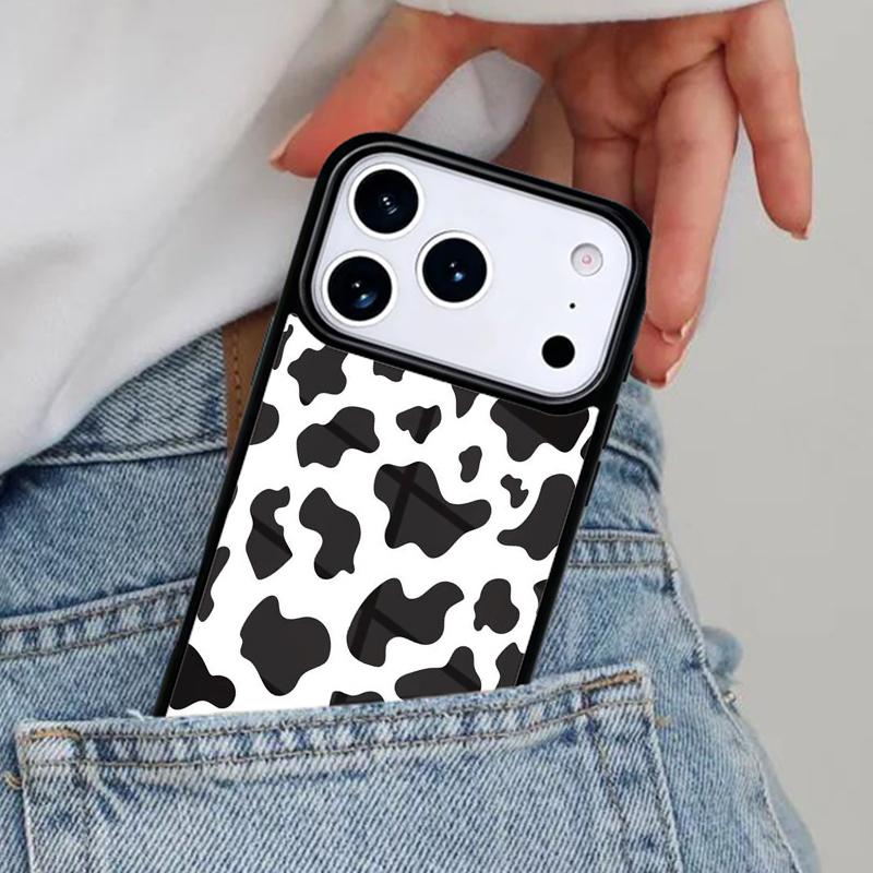 Cow Print Pattern Phone Case for iPhone 16e 15 14 13 12 17 Pro Max Plus Air 17pro Cover Coque