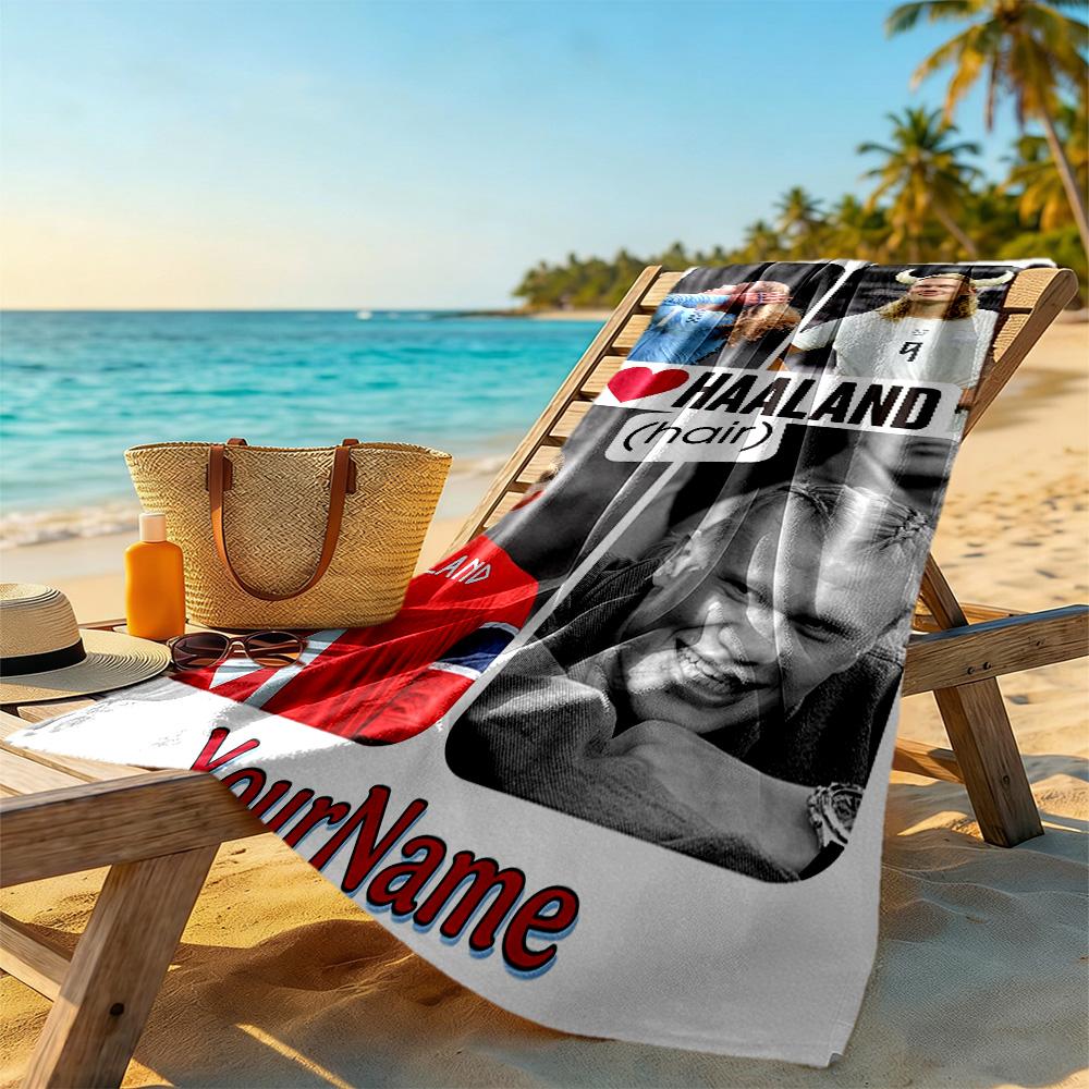 Haaland Customize Your Name Beach Towel Soft Durable Quick-Dry For Beach Bathroom Outdoor Swimming Pool Camping Picnic Yoga Diving Vacation Accessorie