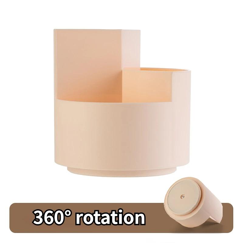 

Вращающийся на 360° контейнер для хранения кистей для макияжа, ведерко Ins, карандаш для бровей, помада, прозрачный, большой емкости светло-розовый