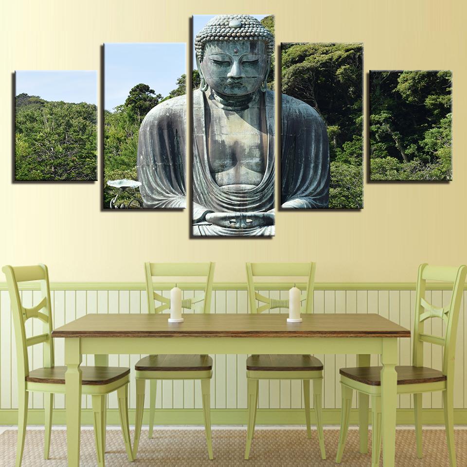 Art Canvas Home Decoration Prints Poster Modular Wall 5 Panel Figure Of The Buddha For Living Room Frame Pictures Painting No Frame