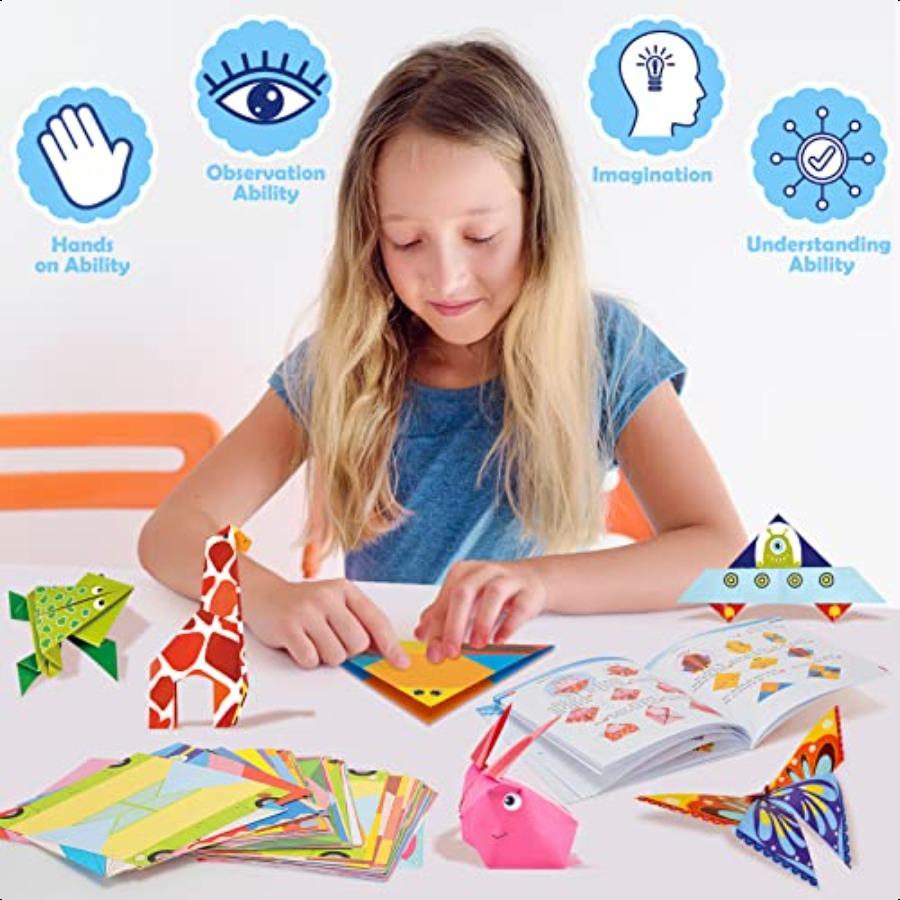 Aigybobo Origami Paper Set 308PCS Craft Paper Kit with Instructional Book for Girls Age 6 7 8 9 10 11 12 Art Projects Plies for