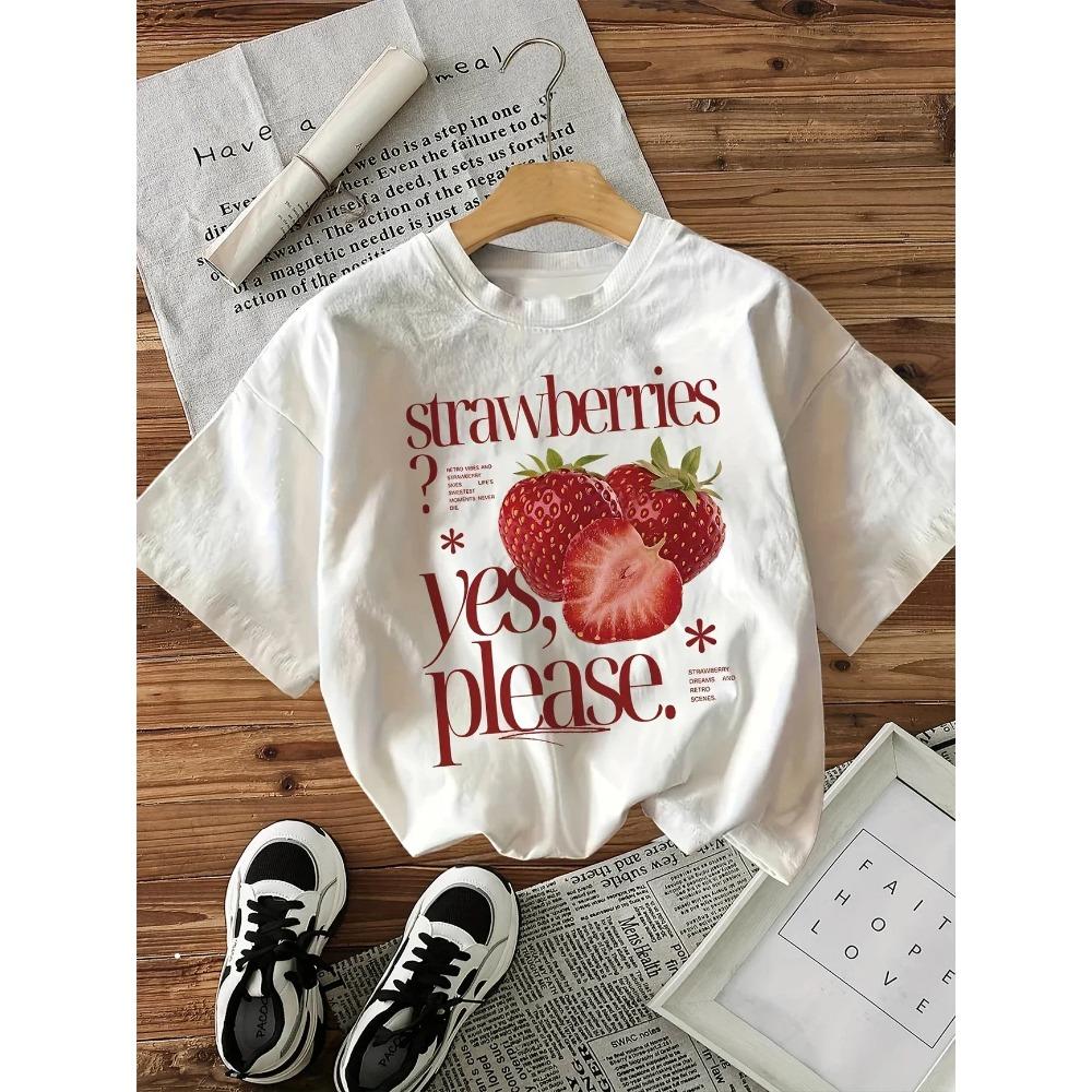 2026 Children's casual short sleeved round neck T-shirt with vibrant tomato and vegetable pattern print for a fresh summer style