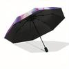 Disney Tinker Bell Moon Automatic Open/Close Umbrella - Cute Umbrella with Cute Design, Portable 3-Fold Compact Umbrella for Men & Women, Va