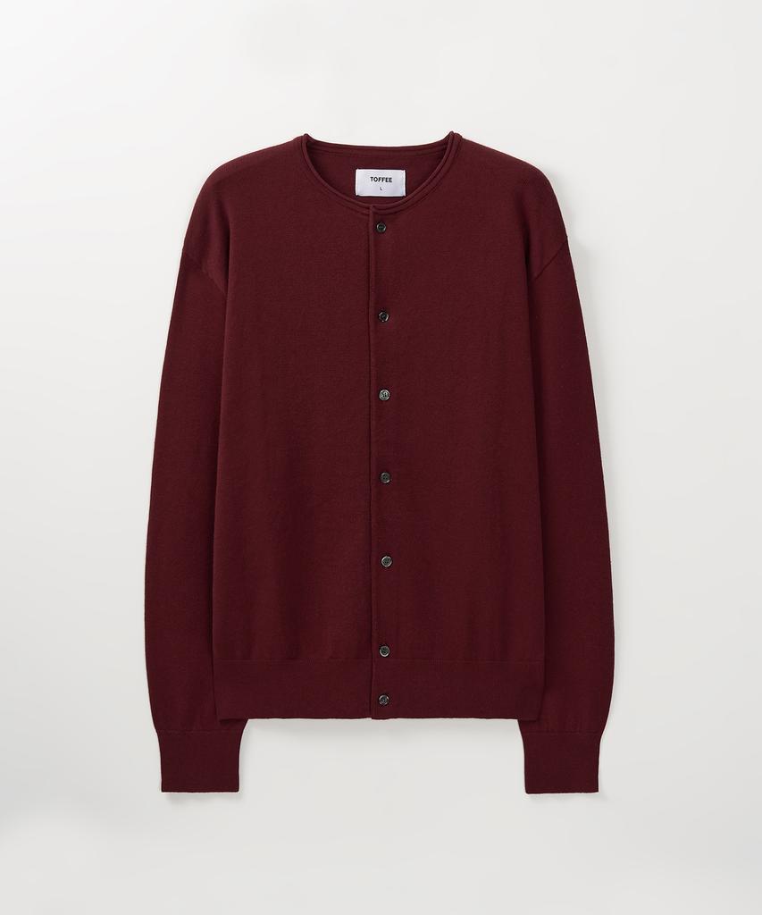 Toffee Cutoff Round Neck Cardigan (Red)
