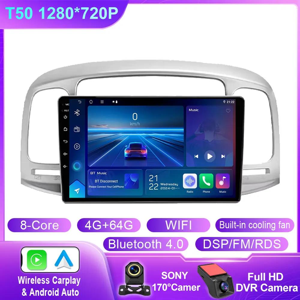Car Android Carplay Auto For Hyundai Accent 2008 2009 2010 2011 Car Radio Multimedia GPS Navigation Player Stereo Head Unit QLED